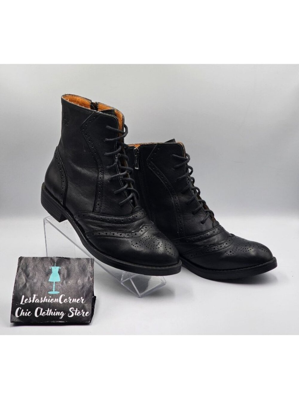 Embassy London Women's Black Leather Brick Lane Lace-Up Ankle Boots Sz 10.5 3350 - Picture 4 of 16